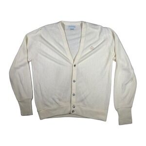IZOD Cream Cardigan Sweater Sweaters Mens Large V Neck Button Down Long USA